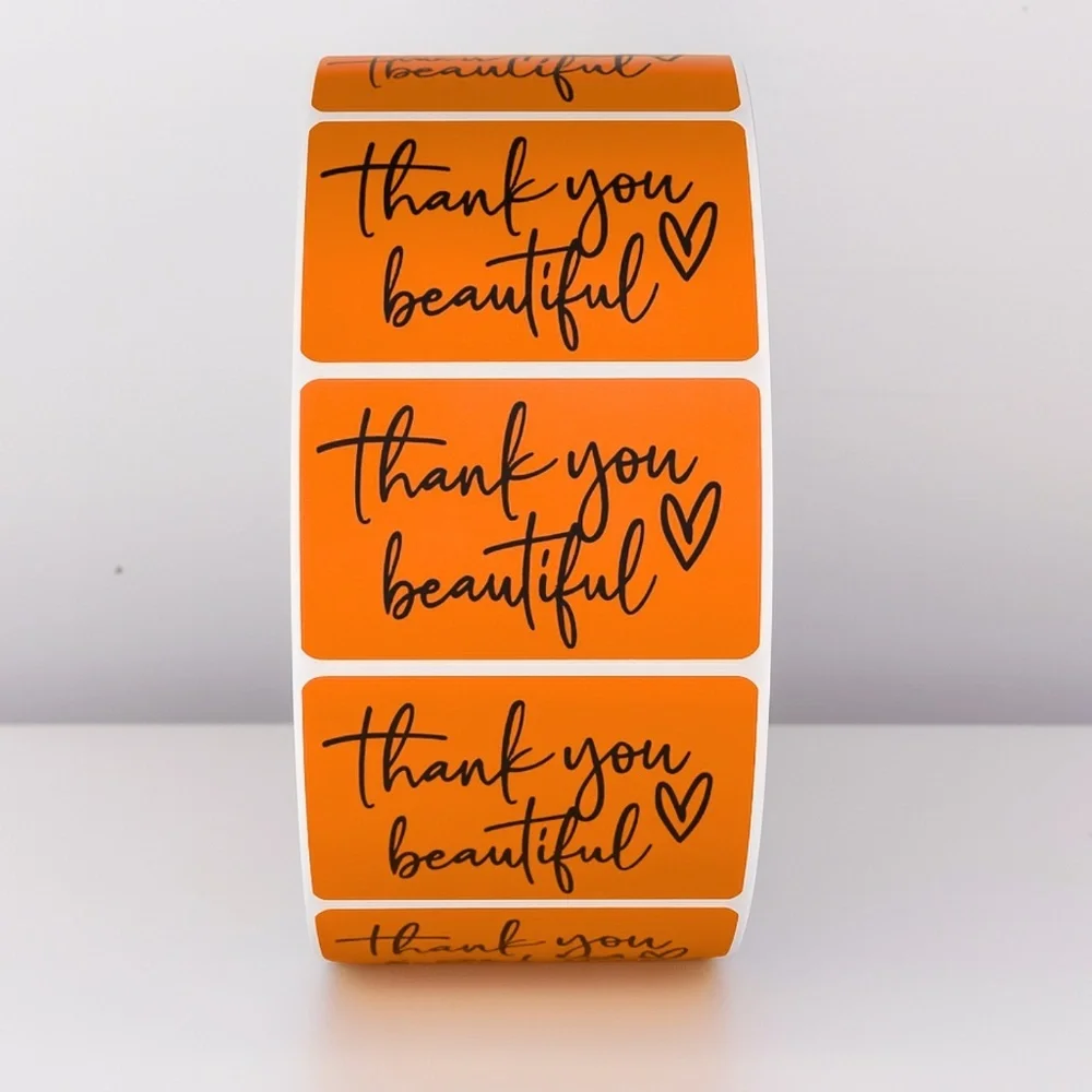 Thank You Beautiful Stickers | Pink Heart Labels for Small Business Packaging